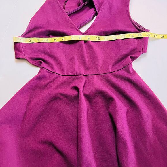 Lulus Going Steady Cross Open Back Skater Dress Size XS Plum Purple - Picture 7 of 9